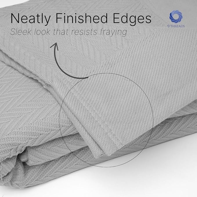 100% Cotton Herringbone Blankets, 90"X90" Queen, Throw Blanket for Bed All Season Cotton Blanket, Cozy Blanket,Throws & Bed Blanket, Throw Blanket for Couch, Modern Home Decor -Scottish Grey-StrideForce Fitness