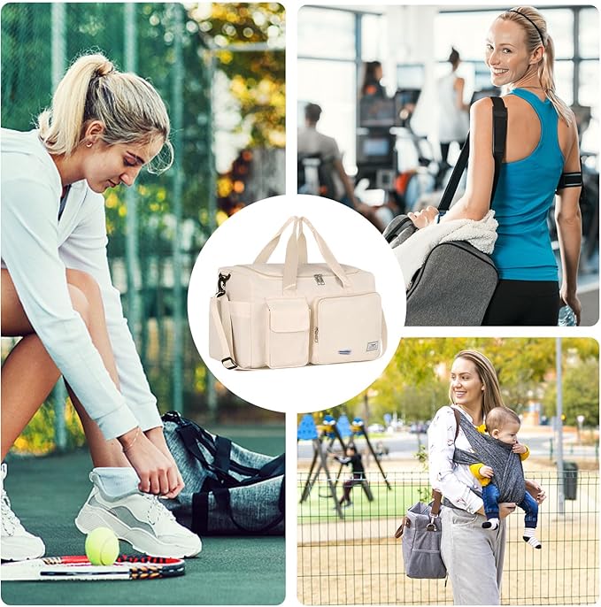 FIORETTO Women's Gym Duffle Bag with Shoes Compartment, 37L Capacity, Ideal for Travel, Gym, Sports, Duffel, Weekender-StrideForce Fitness