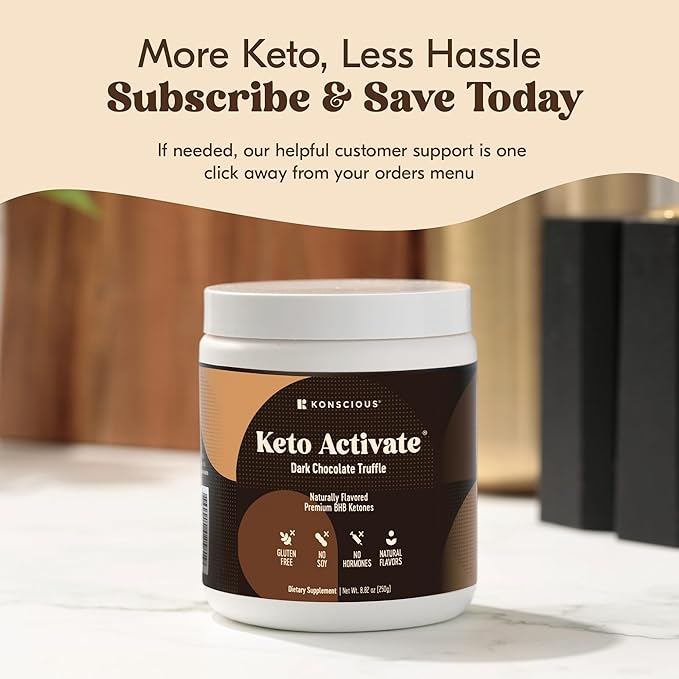 Dark Chocolate Truffle Exogenous Ketones Drink: Pure Keto Shake Powder with Chocolate Ketones | Jumpstart Ketosis & Boost Energy with Natural Ketones Supplements by Konscious Keto-StrideForce Fitness