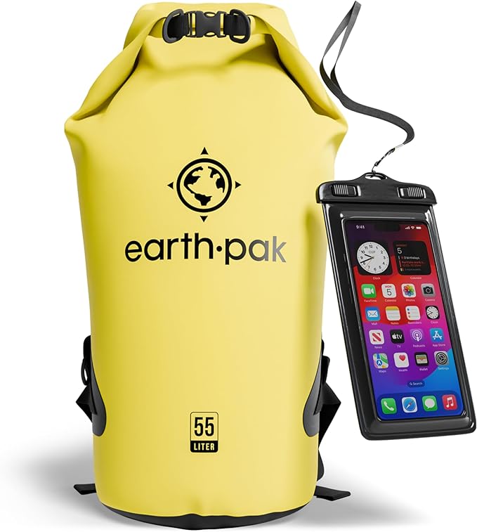 Earth Pak Waterproof Dry Bag - Roll Top Waterproof Backpack Sack Keeps Gear Dry for Kayak with Waterproof Phone Case-StrideForce Fitness