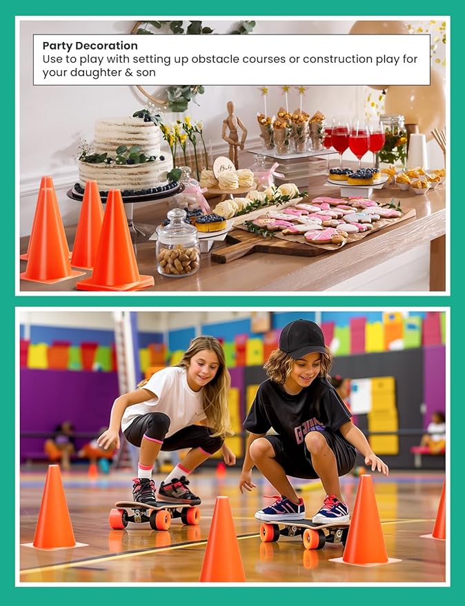 GHB Soccer Cones 7" 9" of 12 24 Pack Disc Soccer Sport Cones Training Field Marker Agility Cones for Basketball, Coaching, Practice Equipment Includes Drills Guide-StrideForce Fitness