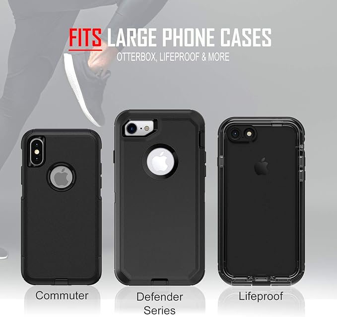 RevereSport Waterproof Running Armband for Phone with Case On (Otterbox, Lifeproof). Sports Phone Holder for iPhone 17/16/15/14/13/12/Max/Plus/Pro/AIR & Samsung S25/S24/S23/S22/S21/S20/Ultra (Large)-StrideForce Fitness