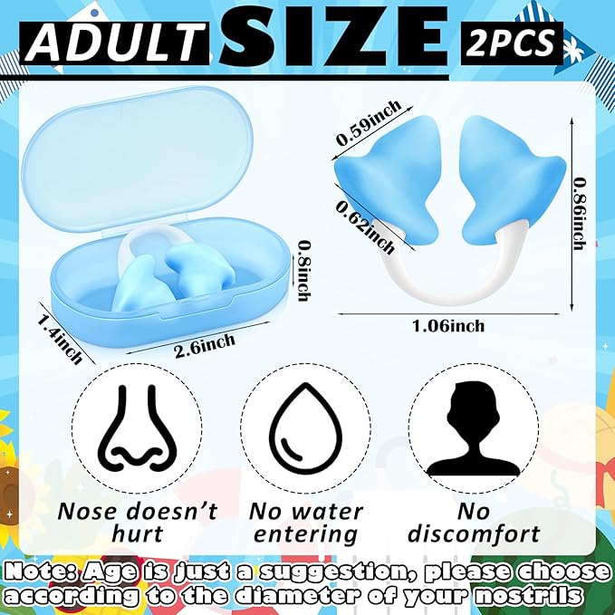 Soulchen 2 Pcs Swimming Nose Plugs Silicone Waterproof Painless Swim Nose Clip with Storage Box for Adults Kids Men Women Beginners-StrideForce Fitness