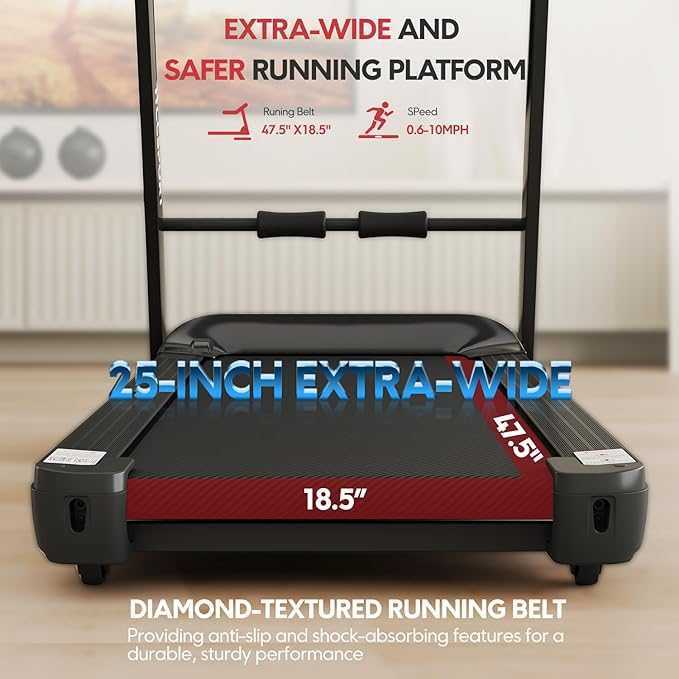 Treadmill with Incline, 3 in 1 Under Desk Treadmill Walking Pad with Removable Desk Workstation 3.5HP Foldable Compact Walking Treadmills for Home Small Office with Wristband Remote Control-StrideForce Fitness