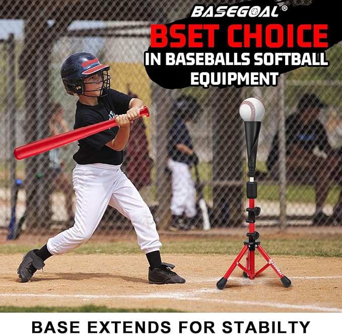 Baseball Tee for Kids,Youth Stand Set,Teeball Set,Youth Baseball,Softball Batting Tee Set,Easy Adjustable Height-StrideForce Fitness