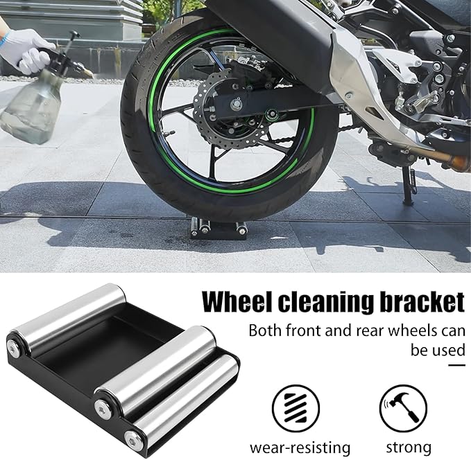 Motorcycle Wheel Cleaning Stand Universal Wheel Clean Roller Stand for Tire Cleaning & Chain Lubrication for Dirt Bike Street Bike-StrideForce Fitness