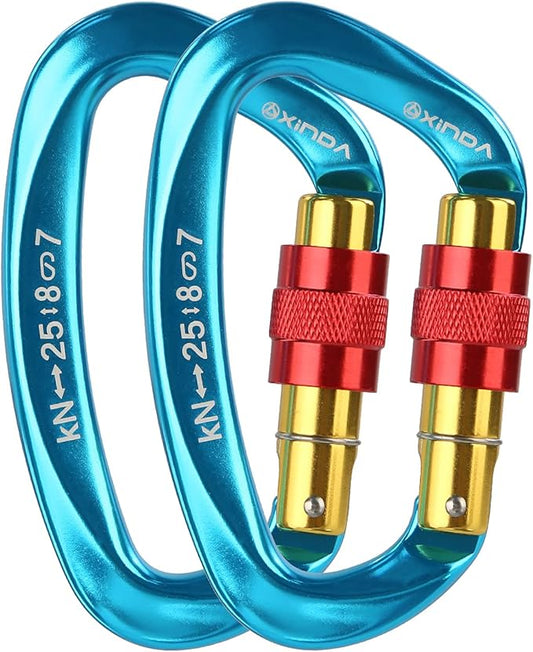 Screwgate Locking Carabiner Clip - Professional Rock Climbing Carabiner Screw Lock,Heavy Duty Carabiners for Climbing,Mountaineer,Hammock,Camping,Outdoor Equipment-StrideForce Fitness