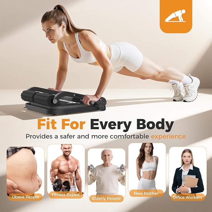 Ab Machine,Sit Up Exercise Equipment& Core Machine, Workout Equipment,Adjustable Ab Trainer with 3 Resistance Levels and Removable Auxiliary Handle,Home Gym Fitness Equipment for All Ages-StrideForce Fitness