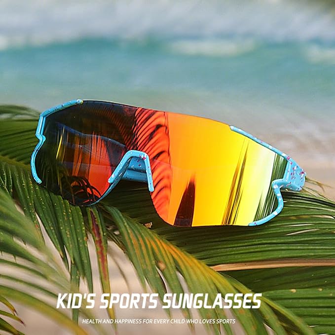 Kids Baseball Sunglasses for Boys Girls Youth Softball Cycling Sports Sunglasses UV400 Protection Age 5-12-StrideForce Fitness