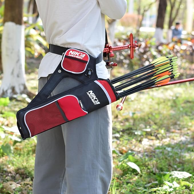 Archery Arrow Quiver Holder, 3-Tubes Hip Quiver Arrow Bag with Adjustable Belt for Youth & Adults Arrows Hunting Target Practicing-StrideForce Fitness