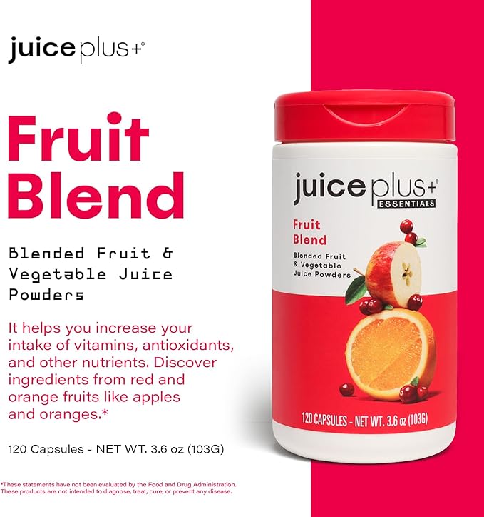 JuicePlus+ Fruit Blend: Plant-Based Whole Food Supplement with Apple, Peach, Cranberry, & More! - Vegan, Gluten-Free, Non-GMO, Kosher - Packed with Plant-Based Vitamins - 1 Bottle (60 Servings)-StrideForce Fitness