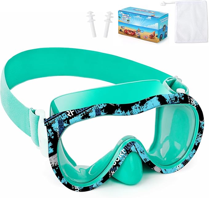Kids Swim Goggles with Nose Cover, 180° Panoramic Snorkel Mask with Anti-Fog & Anti-Leak Design, Comfort Fabric Strap UV Protection Lens for Boys Girls Ages 3-15-StrideForce Fitness