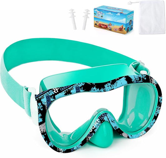Kids Swim Goggles with Nose Cover, 180° Panoramic Snorkel Mask with Anti-Fog & Anti-Leak Design, Comfort Fabric Strap UV Protection Lens for Boys Girls Ages 3-15-StrideForce Fitness