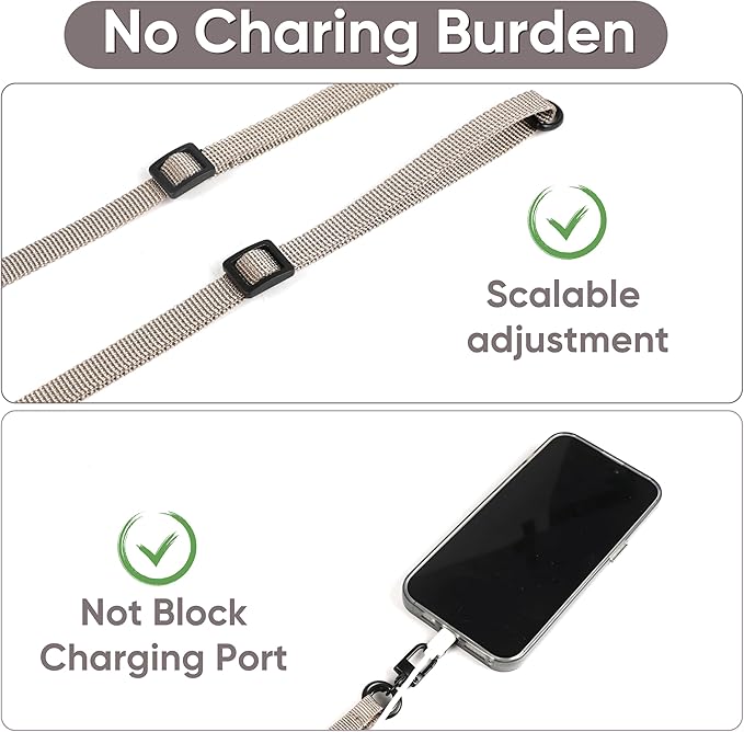 Cell Phone Strap Adjustable Wrist Strap Crossbody Cellphone Holder Extra Long Phone Lanyard Wrist Lanyard (Khaki)-StrideForce Fitness