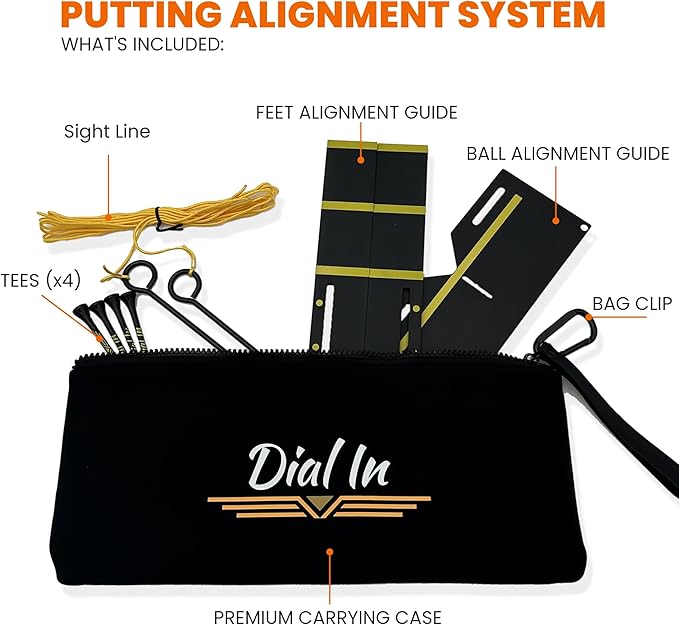 Dial In Golf Putting Alignment System – Master Alignment, Start Line & Impact | Eye, Stance & Putter Face Calibration | Compact Golf Aid w/High-Vis Sight Line String-StrideForce Fitness