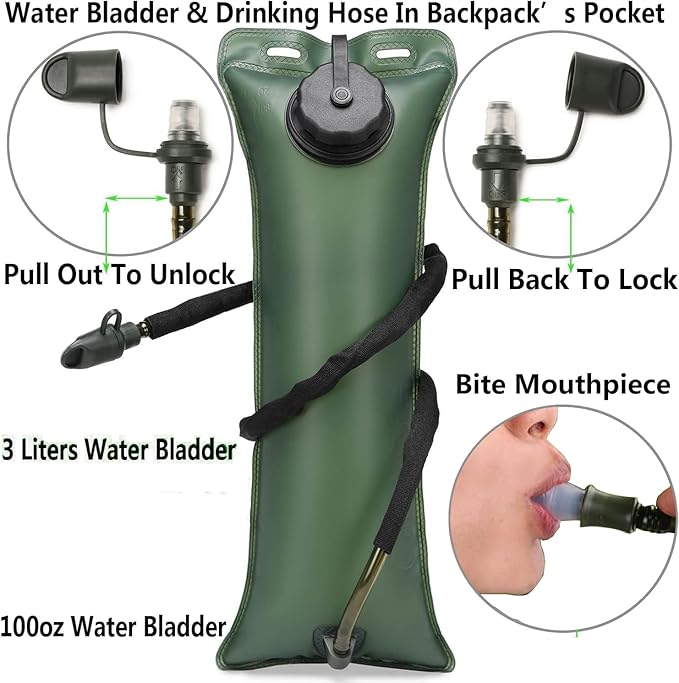 ATBP Tactical Water Hydration Pack Military 3L Water Bladder Carrier Backpack Leakproof for Running Jogging Cycling Hiking-StrideForce Fitness