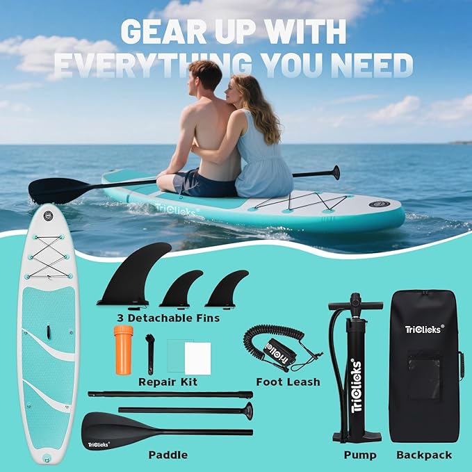 10' Inflatable Stand Up Paddle Board, Ultra-Light Wide Yoga Board for All Skill Levels with Premium SUP Paddleboard Accessories, 84L Waterproof Bag, Non-Slip Comfort Deck for Youth & Adults-StrideForce Fitness