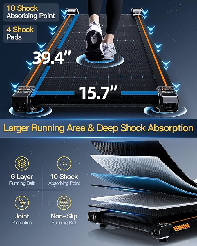 Walking Pad Treadmill with Auto Incline, 6 in 1 Under Desk Treadmill, 6-Level Incline Treadmills, 2.5HP Portable Treadmills for Home with 330LBS Capacity, LED Display, Remote Control-StrideForce Fitness