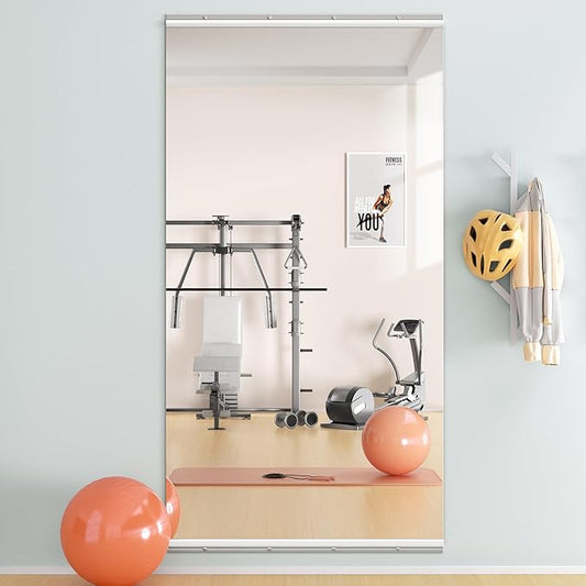 Hasipu Home Gym Mirror 71" L x 32" W - 1PC Large Full Body Mirror for Yoga, Wall-Mounted Mirrors for Fitness, Garage, Dance Studio, 0.16in Tempered Glass Frameless-StrideForce Fitness
