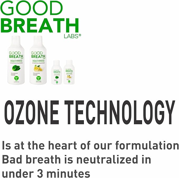 Goodbreath Mouthwash - Mint Mouth Rinse for Chronic Halitosis - New Ozone Technology Oral Rinse - Halitosis Treatment & Bad Breath Neutralizer - Mouthwash for Gum Diseases - Alcohol-Free | 3 Pack
