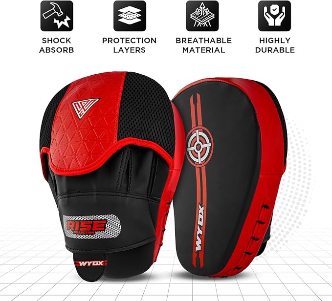 WYOX Curved Boxing Punch Mitts – Boxing Pads Training Set, Punching Mitts for Adults, Kickboxing Pads, Muay Thai Pads, Karate Pads, MMA Training Equipment, Martial Arts Focus Pads-StrideForce Fitness