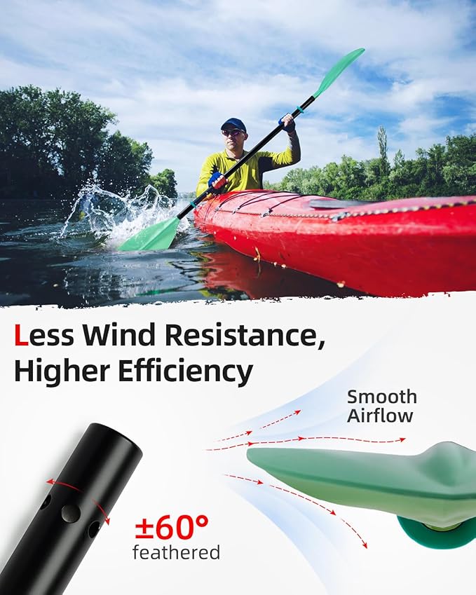 Abahub Adjustable Kayak Paddle 210-230 cm/ 230-250 cm Floating Kayaking Oars Boating Oars Canoeing Oars Black-StrideForce Fitness