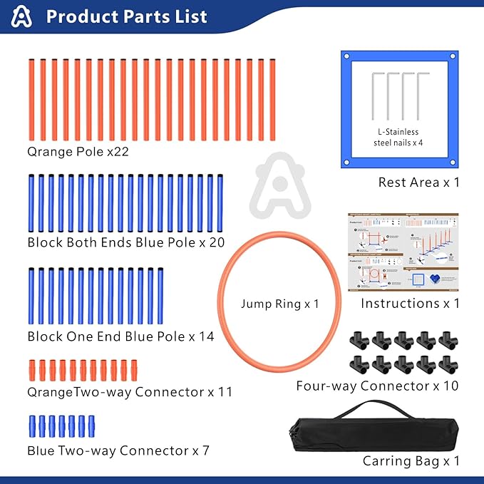 4 Sets Pets Agility Training Equipment, Adjustable Dog Hoop, Dog Jump, Weave Poles and Pause Box，with Independent Packaging(4 Sets)-StrideForce Fitness