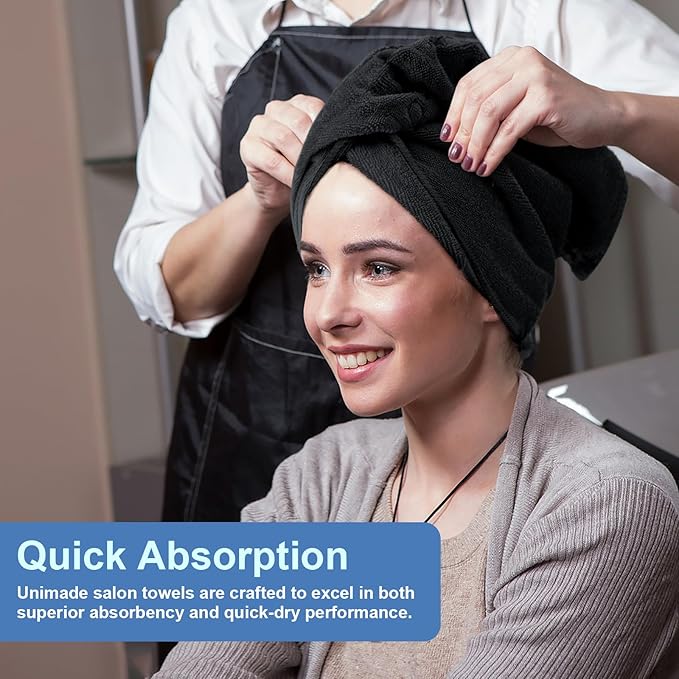 24 Pack Salon Towels - Highly Absorbent and Quick Drying Hand Towels, Premium Wash Cloths for Bathroom, Gym, Shower, Hotel, and Spa - 16x27 inch (Black)-StrideForce Fitness