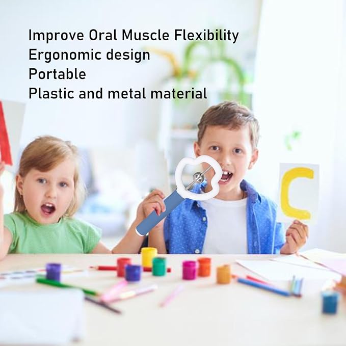 ANGGREK Oral Muscle Training Tool, Safe Tongue Tip Exercise Tool Gourd Shaped Portable Ergonomic for Dysarthria for Children (Blue White)