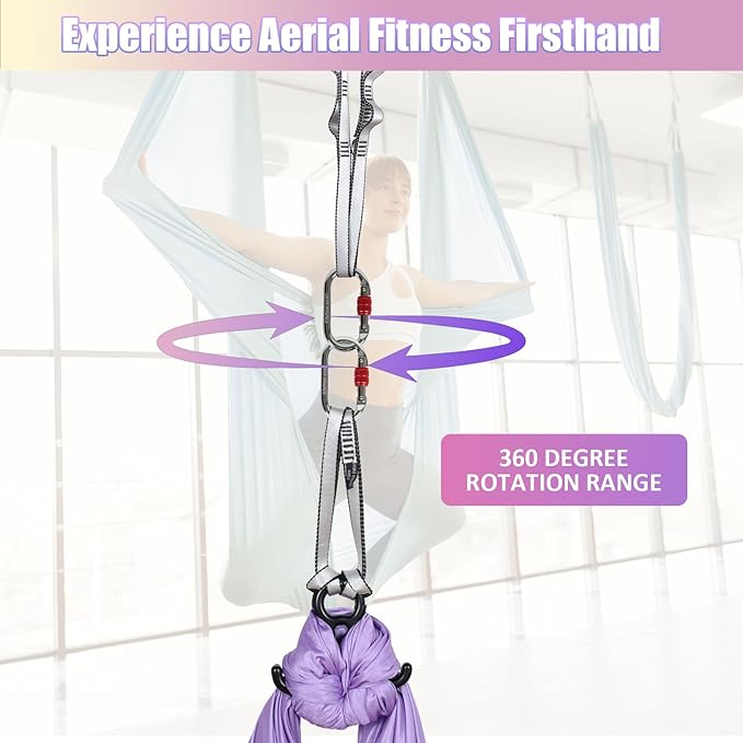 Aerial Silks Kit & Aerial Yoga Hammock - 11Yd Premium Fabric Hardware - Easy Setup for Flying Yoga, Aerial Swing & Fitness - Supports Up to 14ft Rigging-StrideForce Fitness