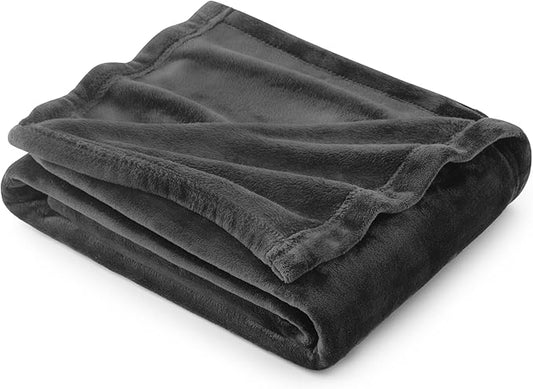 Bedsure Fleece Blanket Twin Size Dark Grey - 300GSM Lightweight Plush Fuzzy Cozy Soft Warm Blanket for Bed, Sofa, Couch, Travel, Camping, 60x80 inches-StrideForce Fitness
