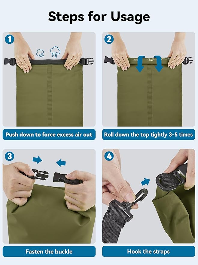 HEETA Waterproof Dry Bag for Women Men(Upgraded Version) 5L/10L/20L/30L/40L Roll Top Lightweight Dry Storage Bag Backpack with Emergency Whistle for Travel, Swimming, Boating, Kayaking, Camping, Beach-StrideForce Fitness