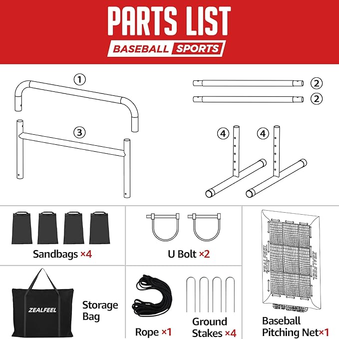 Baseball Pitching Net, 9 Hole Pitching Net with Strike Zone, 5 Height Adjustable Throwing Trainer, Heavy Duty Baseball Softball Net with Carry Bag for Solo Practice-StrideForce Fitness