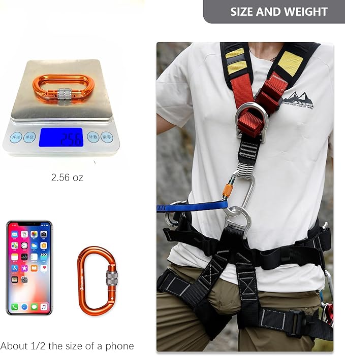 Heavy Duty Carabiner, 25kn(About 5620 lbs) Oval Carabiner Clip O-Shape Rock Climbing Carabiner Lightweight Caribeener for Climbing, Mountaineer, Aerial Work-StrideForce Fitness