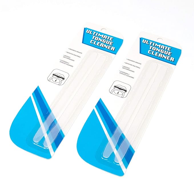 | 4 Pack Plastic Tongue Scraper | Gentle and Effective Cleaning | Fight Bad Breath and Plaque