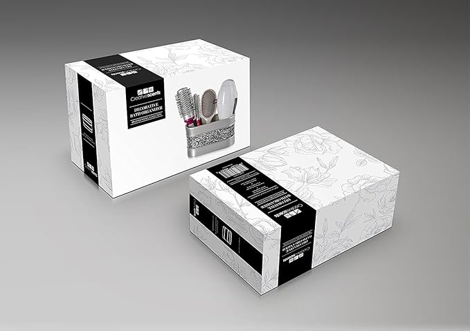 Crackled Glass Silver Toothbrush and Toothpaste Holder for Bathroom - Decorative Bathroom Counter Electric Toothbrush Organizer, 3 Slot, Makeup Brush Holder