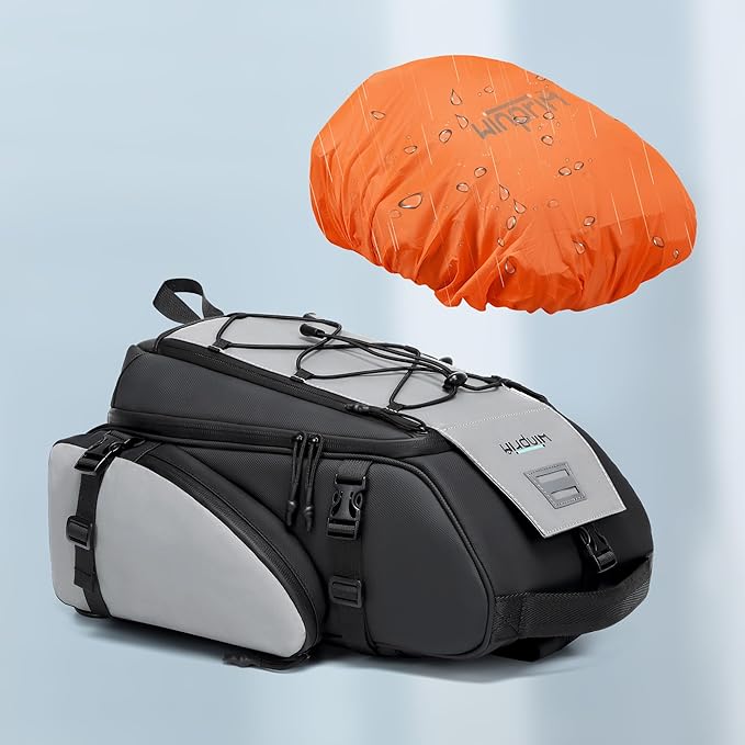 19L Reflective Bike Rack Bag Water Resistant Cycling Pannier Saddle Shoulder Bag with Rain Cover 4-in-1 Versatile Bag Accessories for Travel Commuting Shopping Outdoor Cycling Night-Riding Fitness-StrideForce Fitness