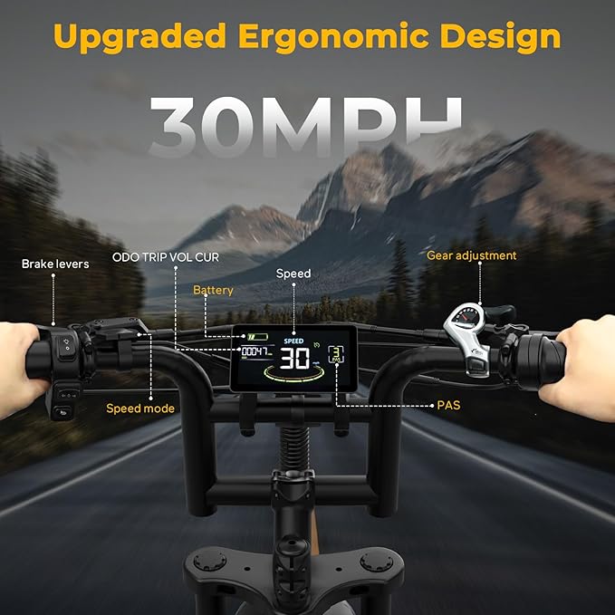 V20 4.0 Electric Bike for Adults,28/30Mph Max Speed,48V15.6Ah Battery,25-68 Miles Max Range, Dual Hydraulic Brakes Ebike,Turning Light, Electric Bike for Commute/Offroad/Rain/Snow Riding.-StrideForce Fitness