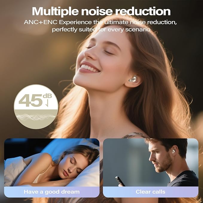 Sleep Earbuds, Mini ANC Wireless Earbuds Bluetooth 5.4 Headphones Deep Bass Stereo, 48H Playtime Ear Buds, 4 ENC Noise Cancelling Mic, In Ear IP7 Waterproof Earphones for Side Sleepers,Touch Control-StrideForce Fitness