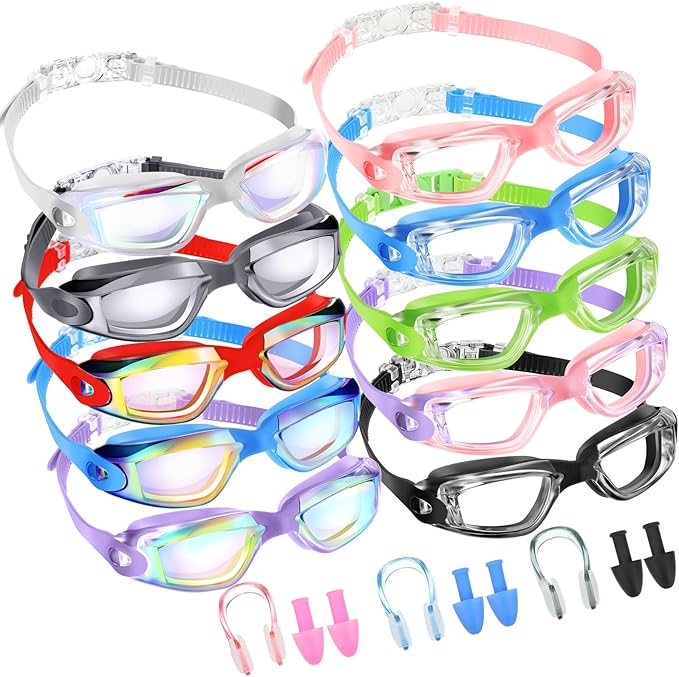 Konohan 10 Pack Swim Goggles Bulk for Kids adult Pool Goggles Anti Fog Silicone No Leak Swimming Glasses for Men Women Youth-StrideForce Fitness