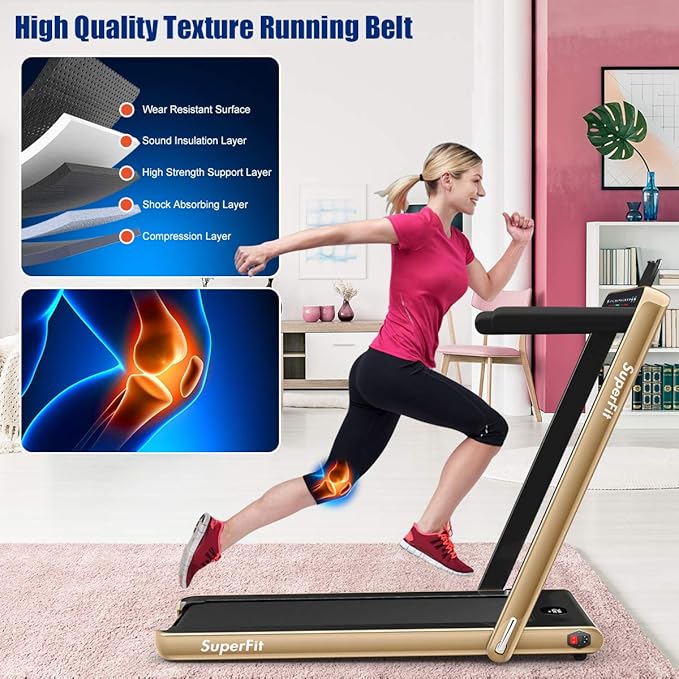 GYMAX Walking Pad, 2.25HP Dual Display Foldable Treadmill for Home with Remote/Smart App Control, Portable Compact Treadmill for Office Under Desk, Folding Running Machine for Small Spaces-StrideForce Fitness