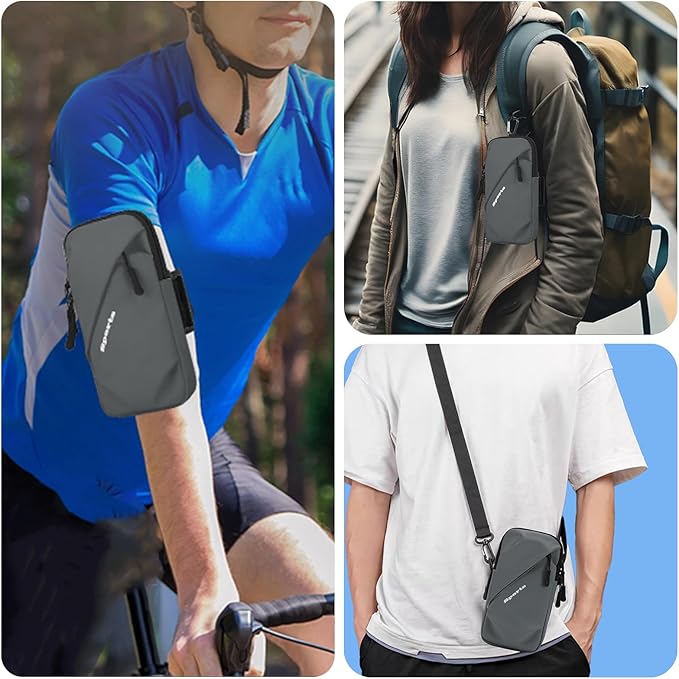 Cell Phone Armbands Running Phone Holder Armband, Shoulder Holster Phone Purse Crossbody Bag Pouch (Gray)-StrideForce Fitness