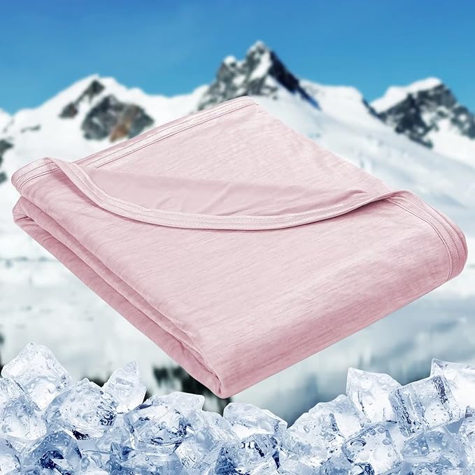 HOMFINE Cooling Blankets for Hot Sleepers - Summer Blanket Thin Lightweight Breathable Soft Double Side Enhanced Cooling for Bed Couch Sofa, Keep Cool for Night Sweats (Pink, 108 x 90 inches)-StrideForce Fitness