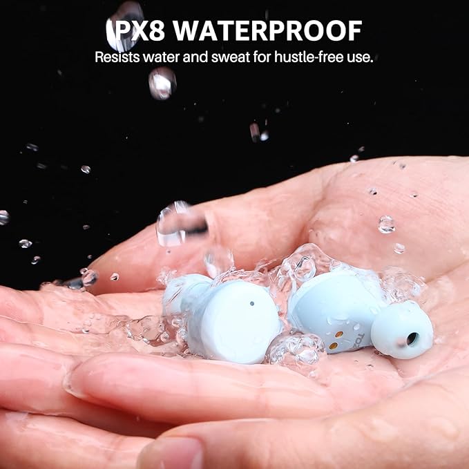 TOZO T6 Wireless Earbuds, IPX8 Waterproof Ear Buds, Stereo Bass Sound Bluetooth 5.3 Headphones in Ear, 50 Hours Playtime Earphones, Wireless Charging Case, Custom 32 EQ via APP-StrideForce Fitness