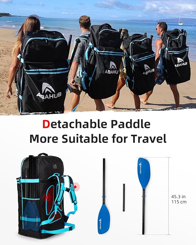 Abahub Adjustable Kayak Paddle 210-230 cm/ 230-250 cm Floating Kayaking Oars Boating Oars Canoeing Oars Black-StrideForce Fitness