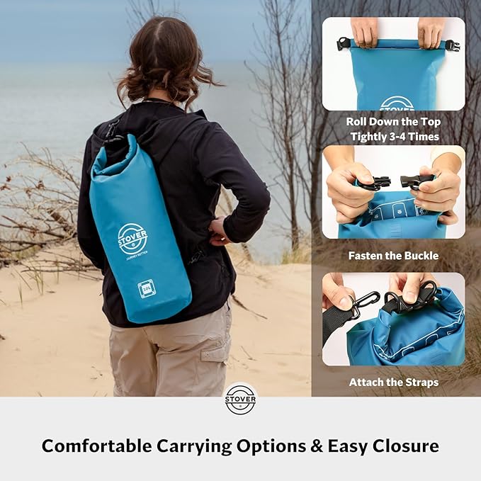 STOVER 5/10/25/30/40/55L Waterproof Backpack- Floating Dry Bag for Kayaking, Travel, Beach, Hiking, & Camping, Men/Women-StrideForce Fitness