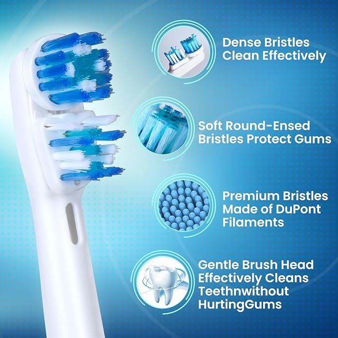 Replacement Brush Heads Compatible with Oral B- Double Clean Design, Double Clean Brush Heads, Compatible with Braun Oral-B Dual Clean Electric Toothbrush (16-Pack)