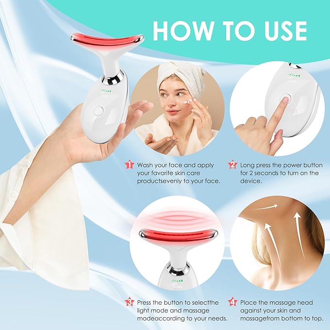 Facial Massager Red-Light-Therapy-for-Face and Neck, Face 𝖲 culpting Wand with 7 Color (Light White)-StrideForce Fitness