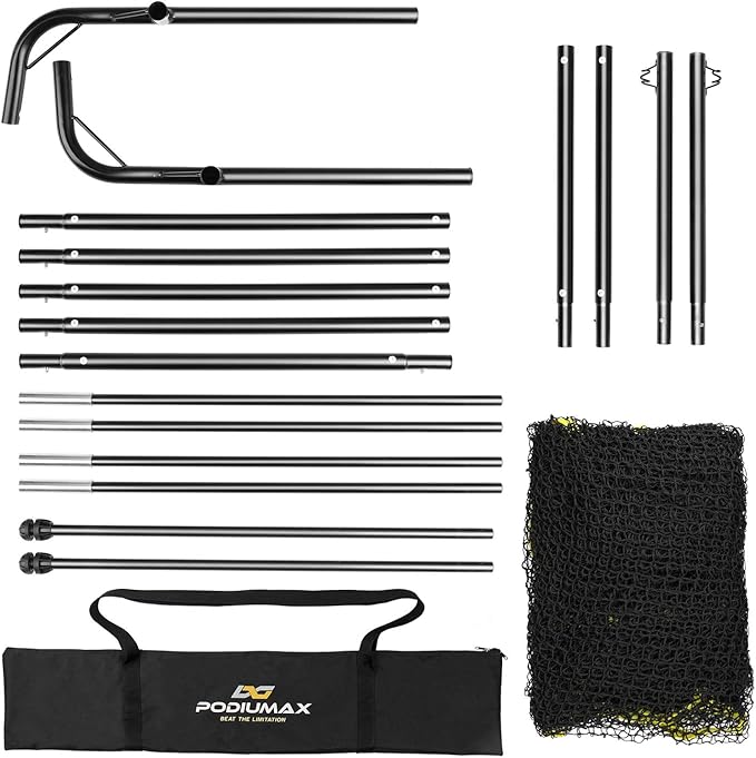 PodiuMax Golf Net, 10x7ft Golf Practice Net with Noise Reduce Silk Target Driving Real Balls, Hitting Nets for Backyard Garage, Improve Chipping Putting Pitching, Gift for Men & Golfers-StrideForce Fitness