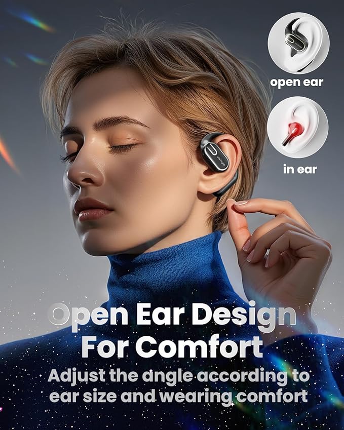 Open Ear Earbuds Bluetooth Headphones Wireless - 80Hrs Playtime Wireless Earbuds with IPX7 Waterproof Touch Control Earphones Sport with 18.2mm Drivers Stereo Sound Bluetooth 6.0 for Running Fitness-StrideForce Fitness